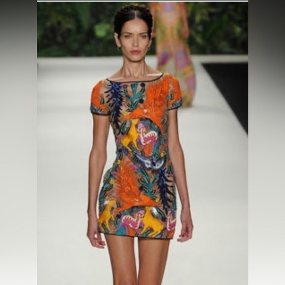 Naeem Khan beaded and sequin embroidered colorful mini dress size small - Picture 3 of 12